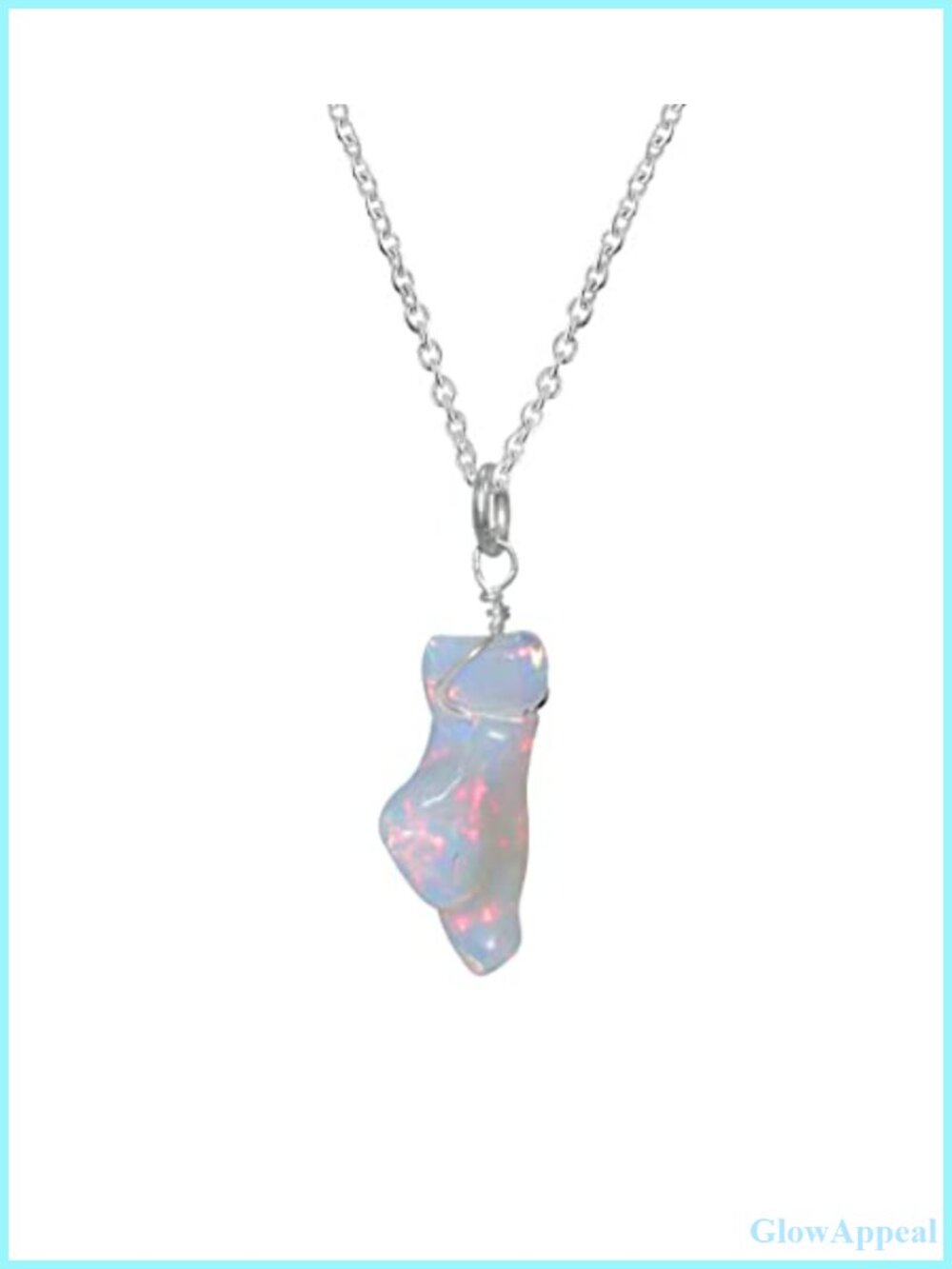 Ethiopian Opal Necklace 18 Inch Polished Raw Crystal Dainty Healing